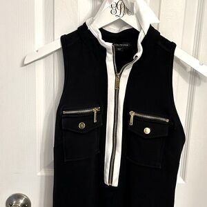 Boston Proper Black and White maxi dress. Working zippers and a side slit